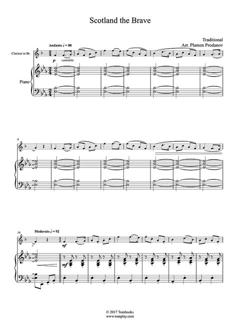 Piano Sheet Music Scotland the Brave (accompaniment part) (Traditional)