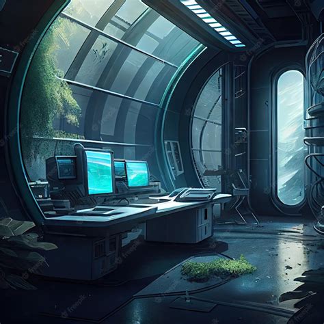 Premium Photo | Futuristic laboratory with huge windows and scifi futuristic interior created ...