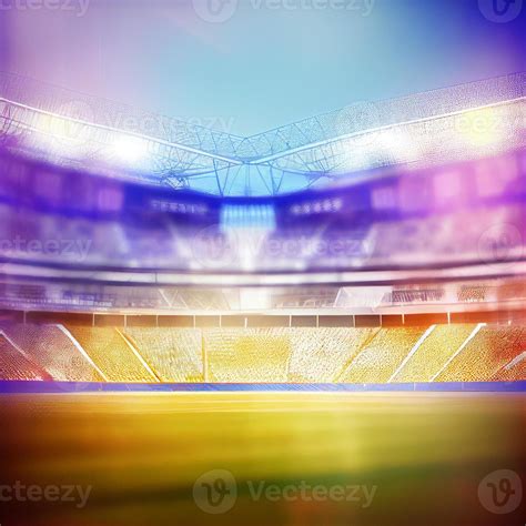 Sports football stadium blurred background - AI generated image Football Stadiums, Sport ...