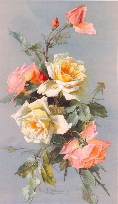 PRINT FREE SHIP Victorian Roses Bouquet Catherine Klein Rose | Etsy