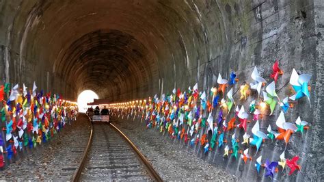 Gangchon Rail Bike Tunnel Experience - Autumn season - YouTube