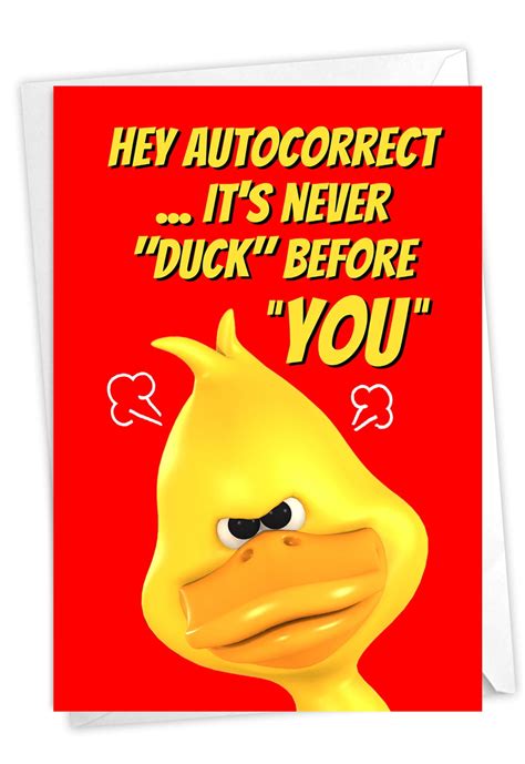 Funny Adult Happy Birthday Card - Duck Humor, Autocorrect Notecard C3541BDG - Walmart.com ...