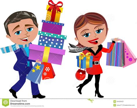 Christmas shopping | Shopping clipart, Shopping illustration, Christmas shoppers