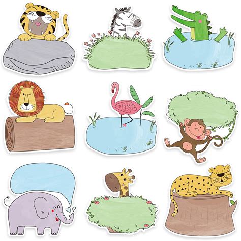 Buy 45 Pieces Jungle Animal Cutouts Safari Friend Animal Cutouts Versatile Colorful Classroom ...