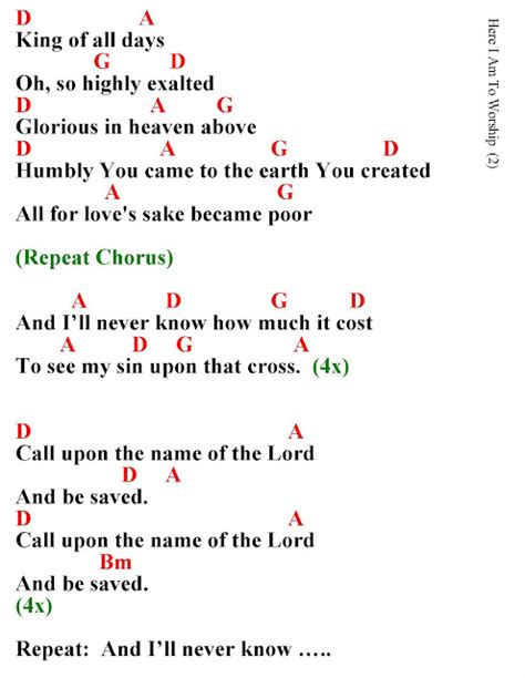 HERE I AM TO WORSHIP - lyrics and chords ~ Faith and Music