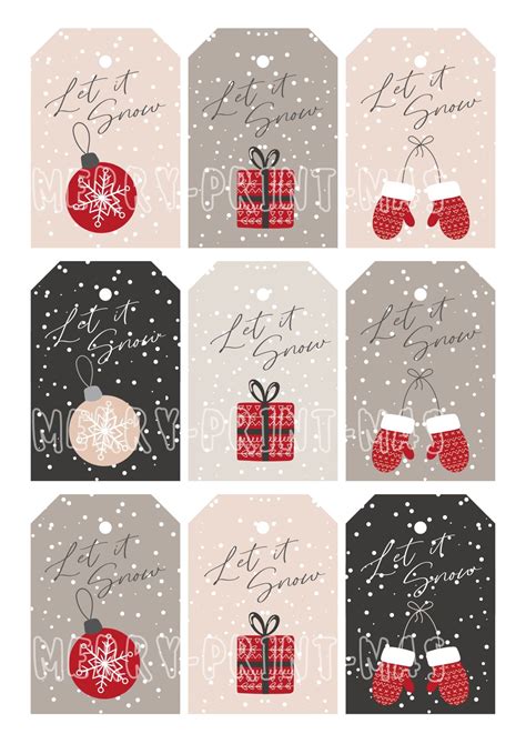 Let It Snow Printable Gift Tags Christmas Holidays PDF File - Etsy