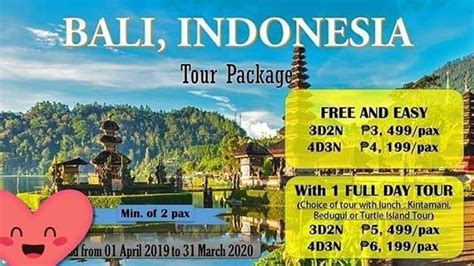 BALI INDONESIA TOUR PACKAGE!!! Min. of 2 pax Valid until 31 March 2020 ...