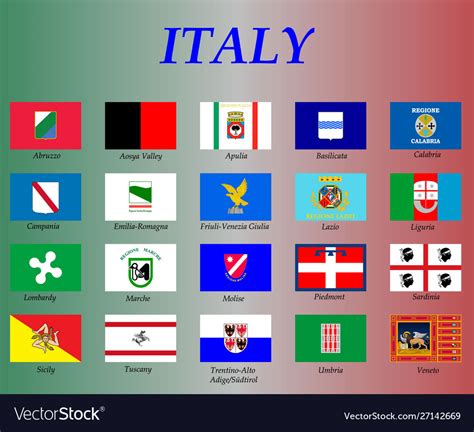 All flags italy regions Royalty Free Vector Image