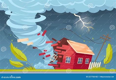 Composición De Dibujos Animados De La Casa Del Tornado Ilustración del ...