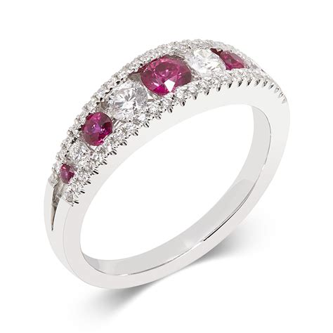 18ct White Gold Ruby and Diamond Eternity Ring | Pravins Jewellers