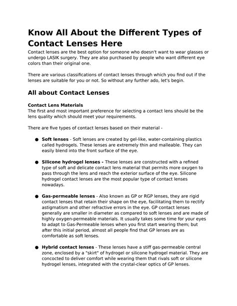 Know All About The Different Types Of Contact Lenses Here by Lenskart ...