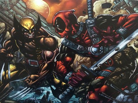 Deadpool vs Wolverine print I purchased at NC Comicon. : deadpool