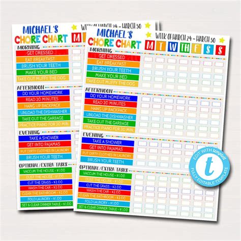 Kids Task Organizer Calendar Planner Printable Template – TidyLady Printables