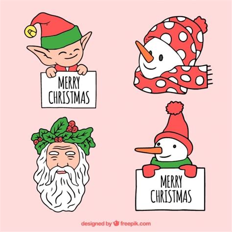 Free Vector | Hand drawn christmas characters set