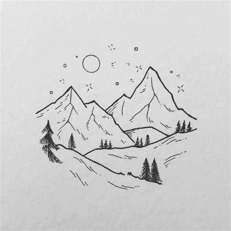 Night mountains #illustration #sketching | Art drawings simple, Mountain drawing, Line art drawings