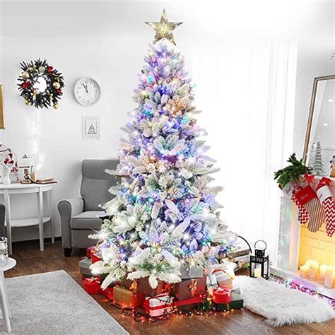 Amazon.com: Auhavor 6.5ft Artificial Christmas Tree w/ 8 Modes 400 Multicolored LED Light ...