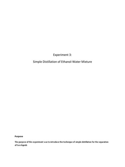 Simple Distillation Lab Report | Distillation | Continuum Mechanics