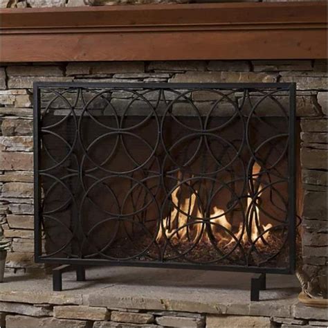 Screens Fireplace Covers Decorative Fireplace Screens Large Flat Guard, Heavy Duty Black Metal ...