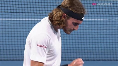 Stefanos Tsitsipas breaks early in the first set against Jiri Lehecka at Australian Open 2023 ...