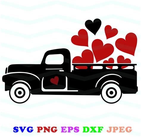 Black truck svg Red Truck svg Valentine clip art Love svg | Etsy