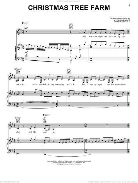 Christmas Tree Farm sheet music for voice, piano or guitar (PDF)