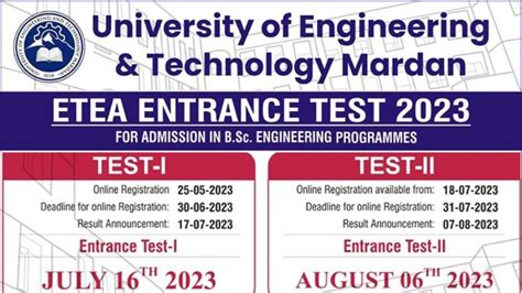 UET Mardan Entrance Test 2023 | ETEA Registration 2023 | ETEA Test ...