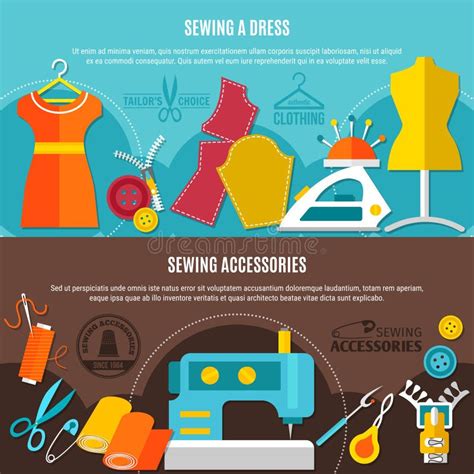 Sewing Accessories Banners Set Stock Vector - Illustration of background, concept: 102617061