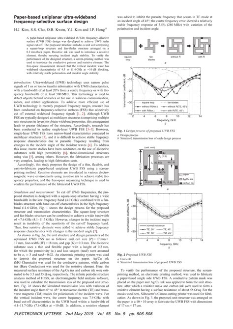 Paper-based uniplanar ultra-wideband frequency selective surface design | Request PDF