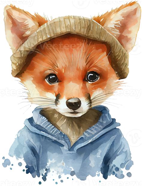 Cute Fox Portrait Watercolor 22699409 PNG