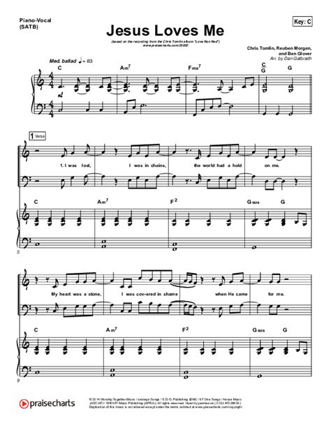 Jesus Loves Me Sheet Music PDF (Chris Tomlin) - PraiseCharts