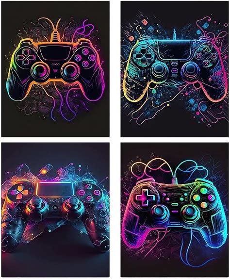 Amazon.com: WOVTCP Gaming Art Posters for Boys Room Decor, Gamer Wall ...