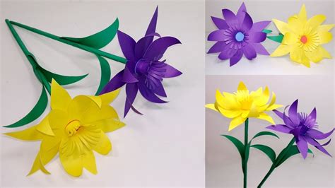 Stick Flower:How to Make Stick Flower Daffodil, Stick Paper Flower ...