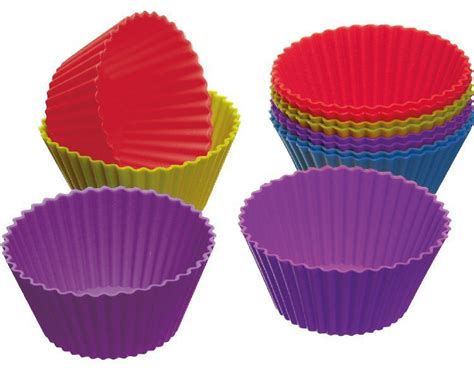 12 Bright Silicone Cupcake Cases Fairy Cakes Buns Broadoak