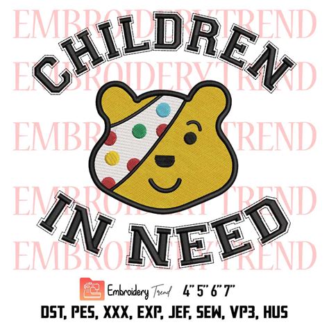 Children In Need Pudsey Bear Embroidery, BBC Embroidery, Trending Embroidery, Embroidery Design File