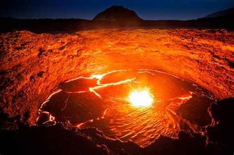 View Into The Lava Lake Of Erta Ale Volcano Ethiopia Stock Photo - Download Image Now - iStock