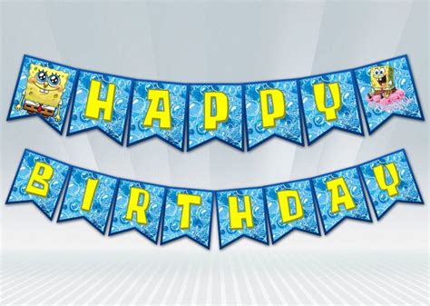 SpongeBob Birthday Banner by DigiPartyShoppe on Etsy, $4.00 | Spongebob ...