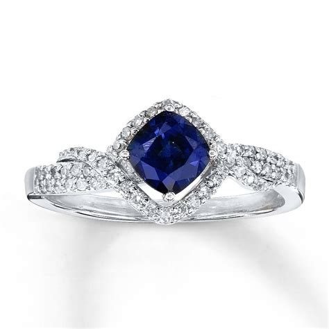 Kay - Natural Sapphire Ring 1/5 ct tw Diamonds 14K White Gold | Natural sapphire rings, Sapphire ...