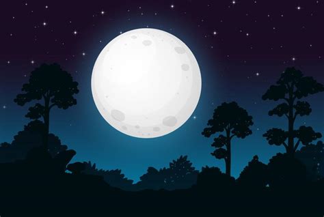 A Dark Full Moon Night 433432 Vector Art at Vecteezy