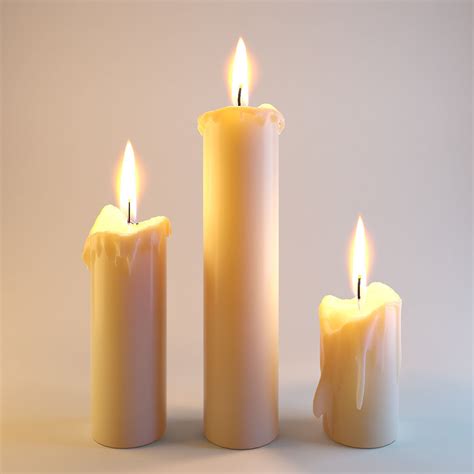 Three melted candles 3D model | CGTrader