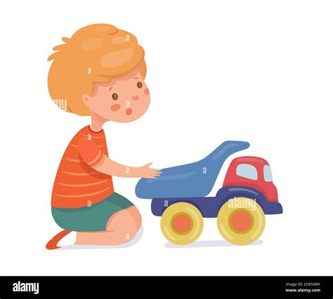 Boy playing with toy car flat vector illustration Stock Vector Image & Art - Alamy