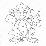 Cute Little monkey coloring Page For kids Animal Outline Book  sketch template