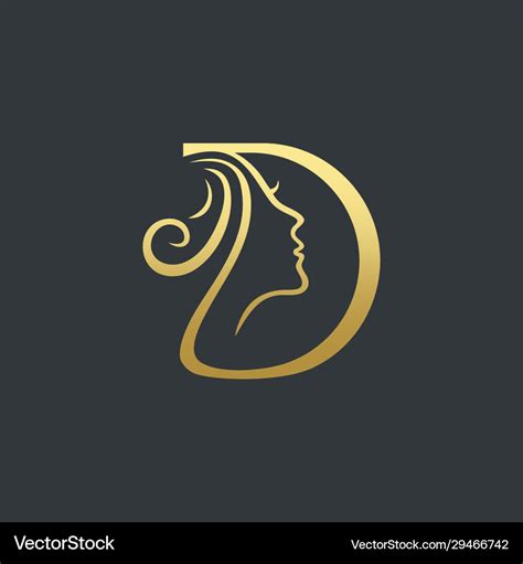 Letter d beauty face logo design icon Royalty Free Vector