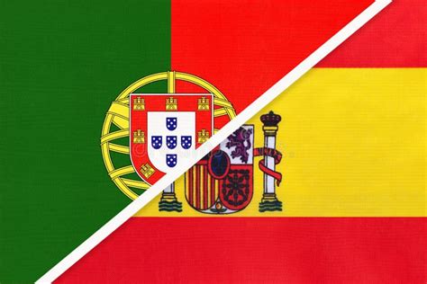 Portugal and Spain, Symbol of National Flags from Textile. Championship ...