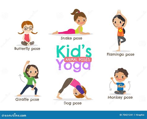 Yoga Kids Poses Vector Illustration Stock Vector - Image: 70421241