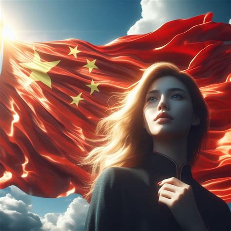 Premium Photo | Realistic China Flag waving on sky