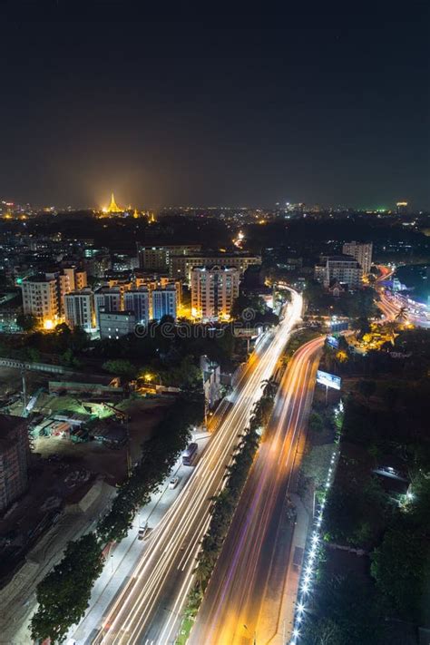 Night View Of Yangon Cityscape, Myanmar Editorial Photo - Image of burma, place: 54989116