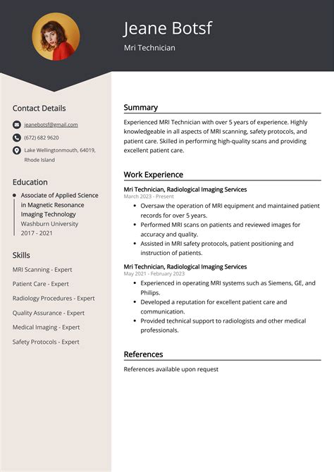 Mri Technician Resume: Job Description, Sample & Guide