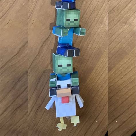 Pixel Papercraft - Chicken Jockey Tower (Minecraft Dungeons)