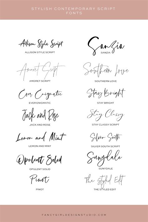 Stylish, Contemporary Script Fonts - Fancy Girl Design Studio