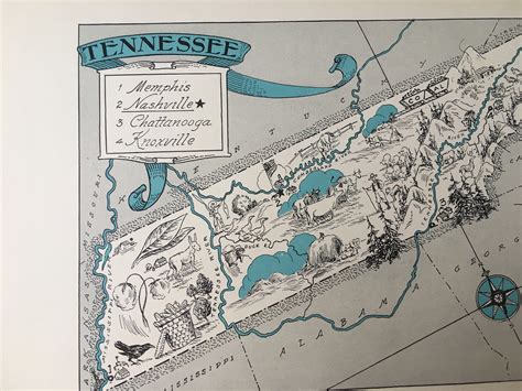 Vintage Tennessee Map Wall Art State Map Art Old Map | Etsy